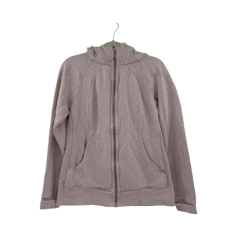 Lululemon Scuba Full Zip Hoodie Baby Pink Heathered Fleece Sweatshirt Size 12